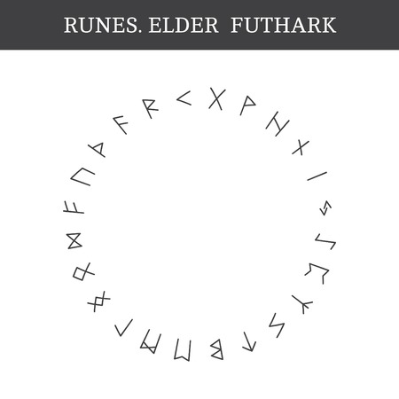 Set of ancient Old Norse runes (Elder Futhark), vector. 24 germanic lettersのイラスト素材