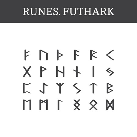 Set of ancient Old Norse runes (Futhark), vector. 24 germanic lettersのイラスト素材