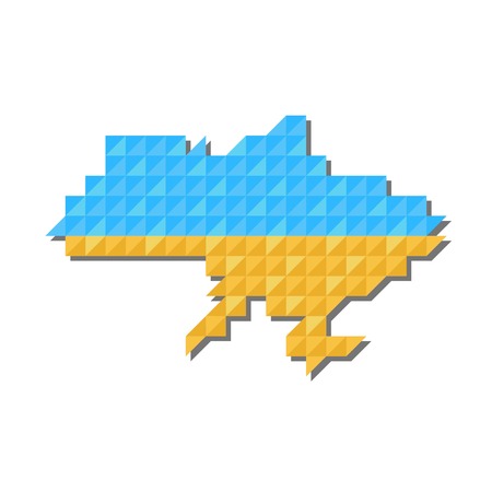 Map of Ukraine with national flag inside, vectorのイラスト素材
