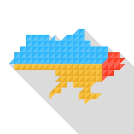 Map of Ukraine with national flag inside, vector. Russo-Ukrainian warのイラスト素材