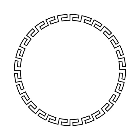 Circle ornament meander. Round frame, rosette of ancient elements. Greek national antique round pattern. Rectangular pulseのイラスト素材