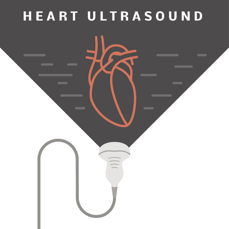 Medical heart ultrasound concept. Sonogram of the human heart in flat styleのイラスト素材