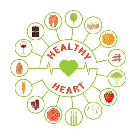 Vector foods that are good for the heartのイラスト素材