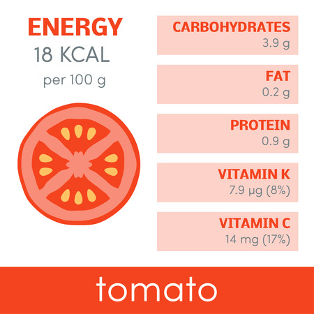 Nutritional value of tomato, vector infographic elementsのイラスト素材