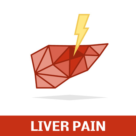 Liver pain vector icon in low poly styleのイラスト素材