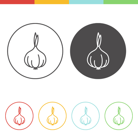 Vector set of onion icons in thin line styleのイラスト素材