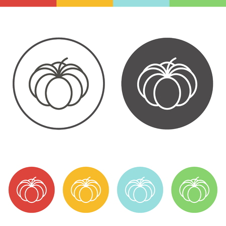 Vector set of pumpkin icons in thin line styleのイラスト素材