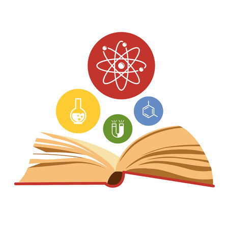 Vector open book symbolizing physics textbookのイラスト素材