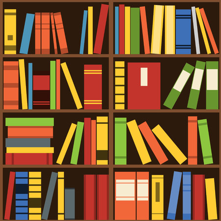 Seamless vector background with bookshelvesのイラスト素材