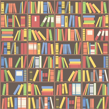 Seamless vector background with bookshelvesのイラスト素材
