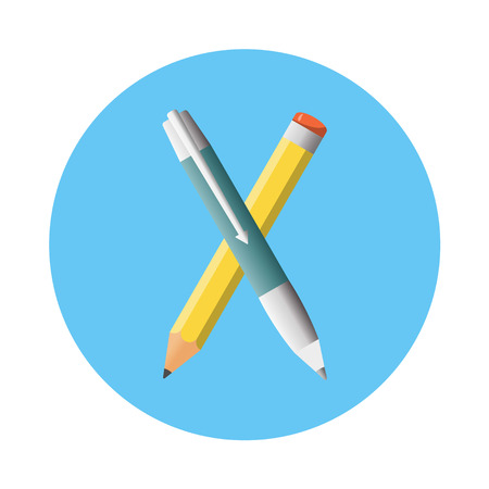 Crossed pencil and pen, vectorのイラスト素材