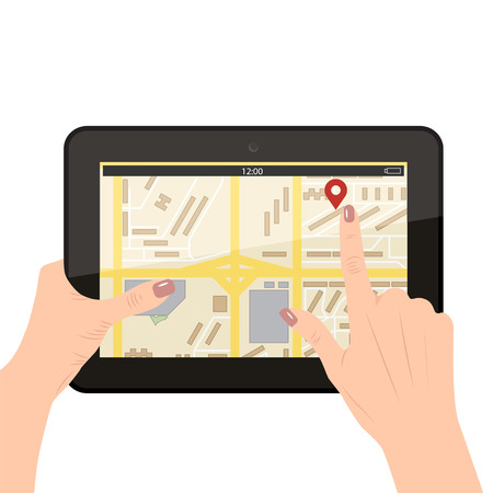 GPS navigatation services on a tablet, vectorのイラスト素材