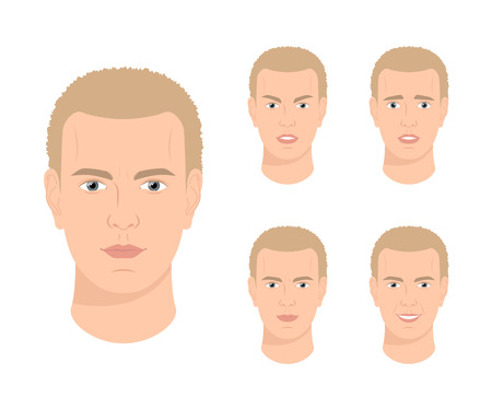 Man with various facial expressionsのイラスト素材