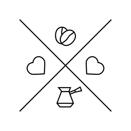 Hipster logo template for coffee shop in linear style. Simple vector elementsのイラスト素材