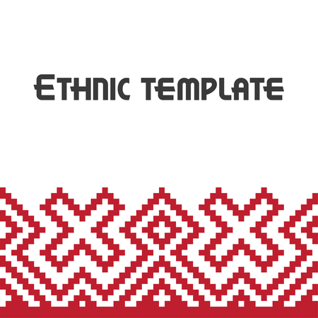 Ethnic template for cards, invitations, banners with Ukrainian national pattern, Vector illustration.のイラスト素材