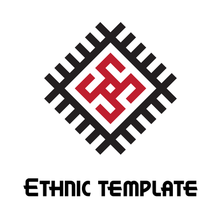 Ethnic template for cards, invitations, banners with Ukrainian national pattern, Vector illustration.のイラスト素材