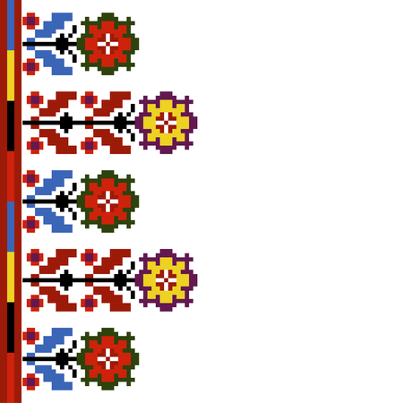 Ethnic template for cards, invitations, banners with Ukrainian national pattern, vector.のイラスト素材