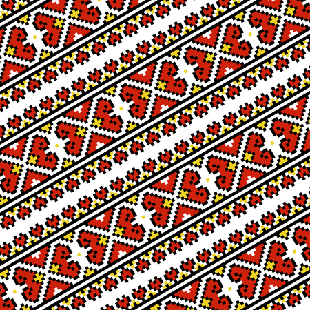 Abstract geometrical pattern in red, yellow and white Illustration.