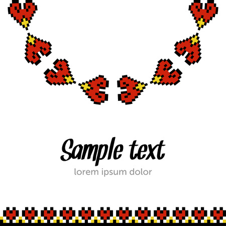 Ethnic template for cards, invitations, banners with Ukrainian embroidery national pattern, vector.のイラスト素材