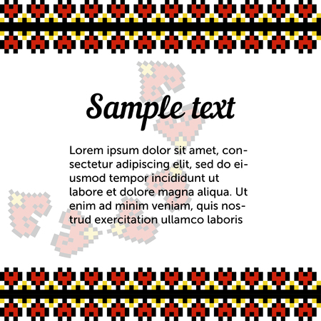Ethnic template for cards, invitations, banners with Ukrainian embroidery national pattern, vector.のイラスト素材