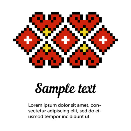 Ethnic template for cards, invitations, banners with Ukrainian embroidery national pattern, Vector illustration.のイラスト素材