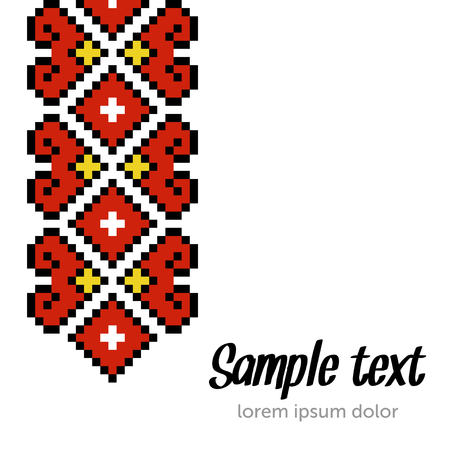 Ethnic template for cards, invitations, banners with Ukrainian embroidery national pattern, Vector illustration.のイラスト素材
