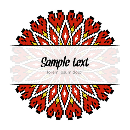 Ukrainian national pattern, vector. Pixel hearts arranged in a circle.のイラスト素材