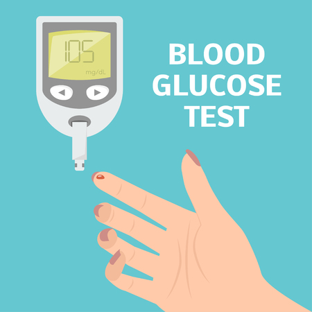 Blood glucose test. Vector illustration of electrical glucometerのイラスト素材