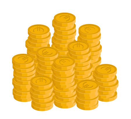 Isometric Euro coin stacks, simple vector illustrationのイラスト素材