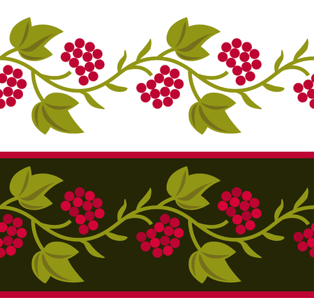 Vector ethnic Ukrainian seamless patterns. Slavic national floral ornaments with guelder roseのイラスト素材