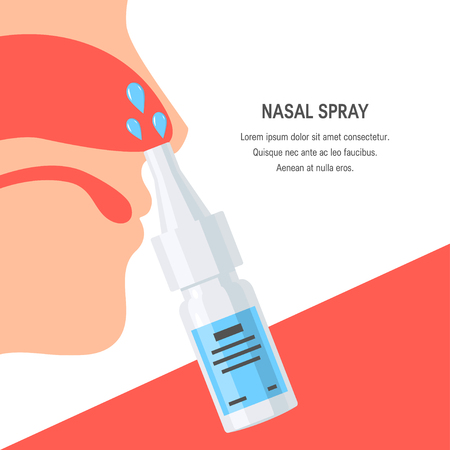Nasal spray vector concept. Template for advertisement or web bannerのイラスト素材