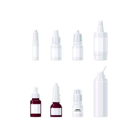 Medicine vector concept. Eye drops and nasal sprays in flat styleのイラスト素材