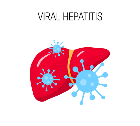 Viral hepatitis concept. Vector illustration of a unhealthy liver in flat styleのイラスト素材