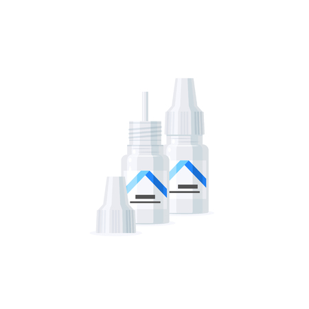 Eye drops bottles in flat style, vector illustrationのイラスト素材