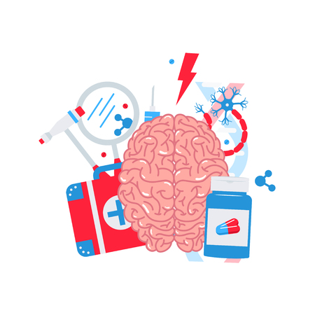 Neurology concept made of flat icons, vector illustration.のイラスト素材