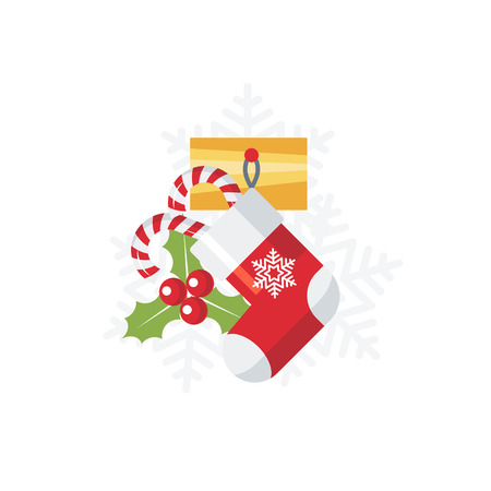 Christmas design in flat style. Vector holiday ornaments.のイラスト素材