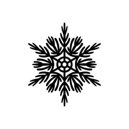 Free hand icon of a snowflake. Simple black vector illustration on white backgroundのイラスト素材