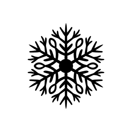 Simple hand drawn icon of a snowflake. Black vector illustration on white backgroundのイラスト素材