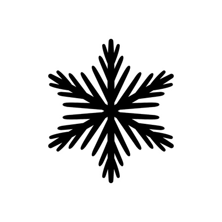 Simple hand-drawn icon of a snowflake. Black vector illustration on white backgroundのイラスト素材
