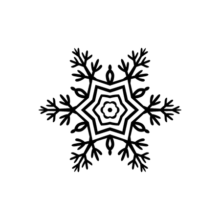 Freehand icon of a snowflake. Simple black vector illustration on white backgroundのイラスト素材