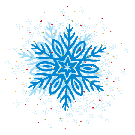 Free hand icon of a snowflake. Simple black vector illustration on white backgroundのイラスト素材