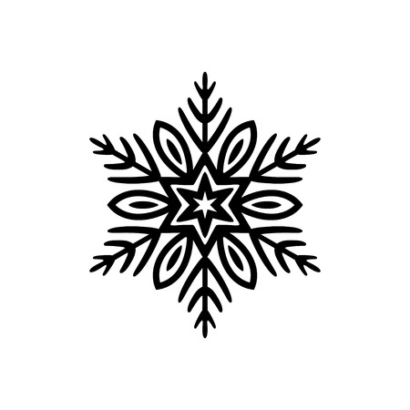 Free hand icon of a snowflake. Simple black vector illustration on white backgroundのイラスト素材