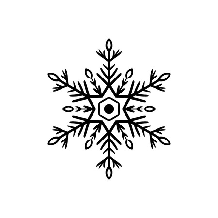 Freehand icon of a snowflake. Simple black vector illustration on white backgroundのイラスト素材
