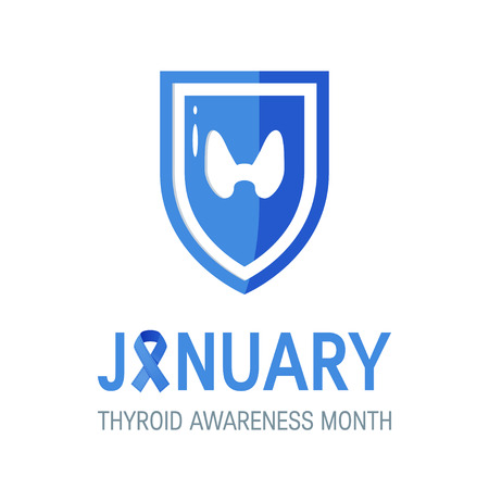 Thyroid awareness month concept. Design with shield and thyroid gland on it, vectorのイラスト素材