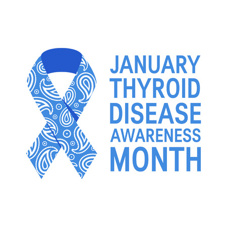 Thyroid awareness month concept. Square design with blue paisley ribbon, vectorのイラスト素材
