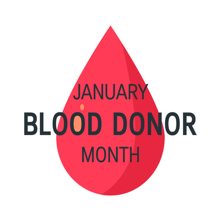 National blood donor month concept. Design with drop of blood and typography, vectorのイラスト素材