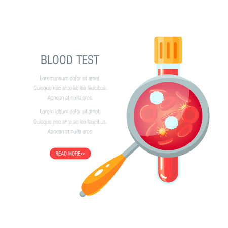 Blood test concept. Vector illustration in flat style on white background. Template for web banners, posters etc.のイラスト素材