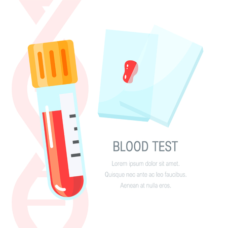 Blood test concept. Vector illustration in flat style on white background. Template for web banners, posters etc.のイラスト素材