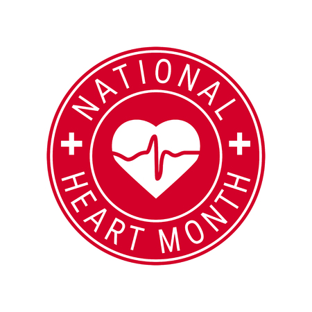 National heart month concept. Round design in flat style, vectorのイラスト素材