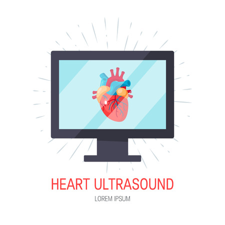 Heart ultrasound concept. Vector illustration for medical articles, posters, web banners etc. in flat styleのイラスト素材